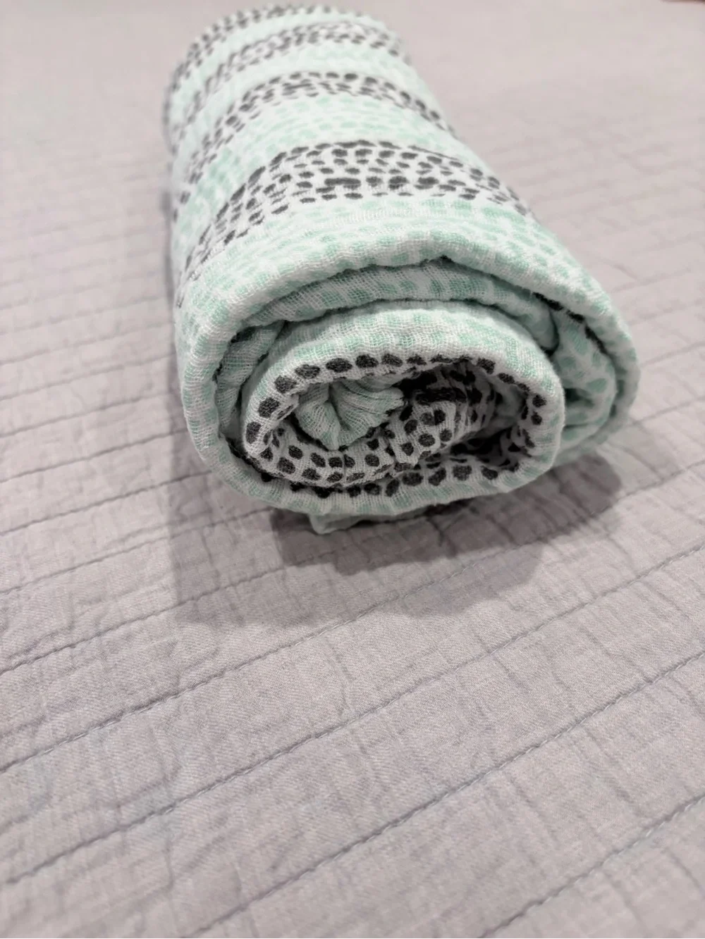 Aden + Anais Classic Muslin Swaddle Blanket – Mint & Gray Dot Stripe
